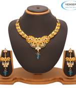 Vendee Fashion Sky blue  Kundan Nacklace Jewelry (7202)