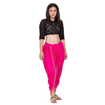 Dark Pink color Dhoti Patiala with Embellished Border 1