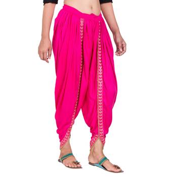 Dark Pink color Dhoti Patiala with Embellished Border 2