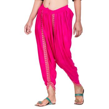 Dark Pink color Dhoti Patiala with Embellished Border 3