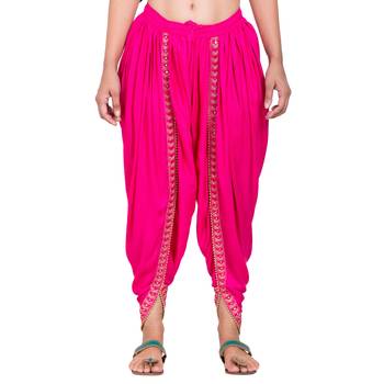 Dark Pink color Dhoti Patiala with Embellished Border 4