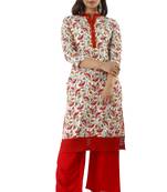 Red Printed Rayon Kurtas And Kurtis With Palazzo