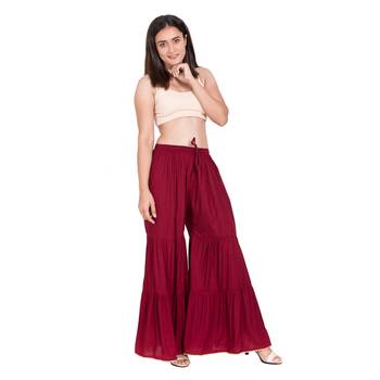 Maroon Color Solid Plain Gharara 1