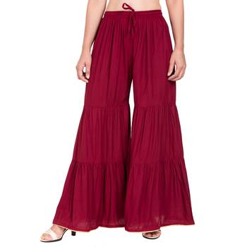 Maroon Color Solid Plain Gharara 2