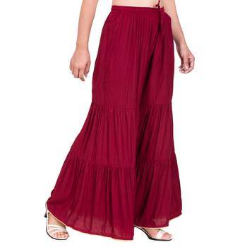 Maroon Color Solid Plain Gharara 3