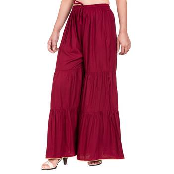 Maroon Color Solid Plain Gharara 4
