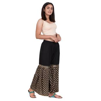 Black Color Gold Print Gharara 1