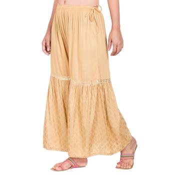 Beige Color Gold Print Gharara 4