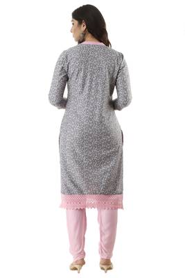 Greyprinted Rayon Kurtas And Kurtis With Pant Set 4