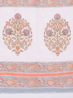 Women'S Floral Print & Hand Work Straight Cotton Grey Kurta,Pant & Dupatta 8