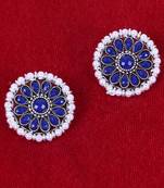 Round Blue and White Pearl Studs