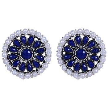 Round Blue and White Pearl Studs 4