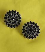 Unique Antiq Black Flower Studs