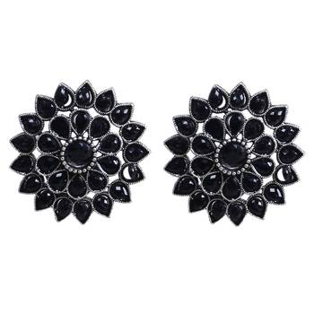 Unique Antiq Black Flower Studs 3
