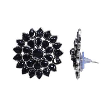 Unique Antiq Black Flower Studs 4