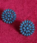 Unique Antiq Turquoise Flower Studs