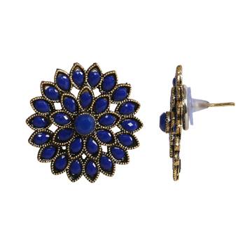 Unique Antiq Blue Flower Studs 4