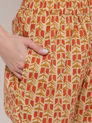 Women'S Floral Print / Sequience Straight Cotton Mustard Yellow Kurta,Palazzo& Dupatta 7