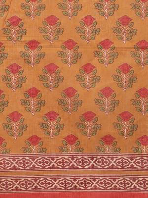 Women'S Floral Print / Sequience Straight Cotton Mustard Yellow Kurta,Palazzo& Dupatta 8