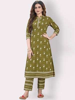 Women'S Floral Print & Embroidered Straight Cotton Grey Kurta,Pant & Dupatta 6