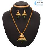 Vendee Fashion Triangle Shape Golden Pendant Set (7210)