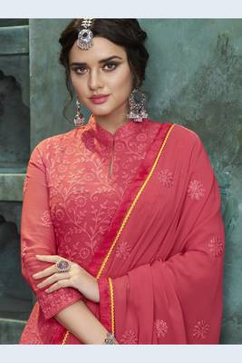 Red embroidered faux georgette salwar 2