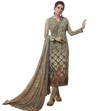 Beige geometric print crepe salwar 1
