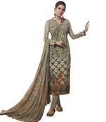 Beige geometric print crepe salwar