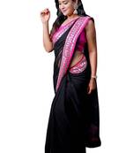 Black embroidered georgette saree with blouse