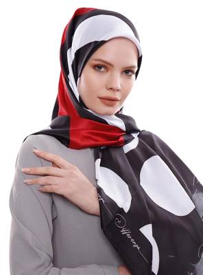 JSDC Women's Polka Dot Printed Square Satin Silk Scarf Hijab 1