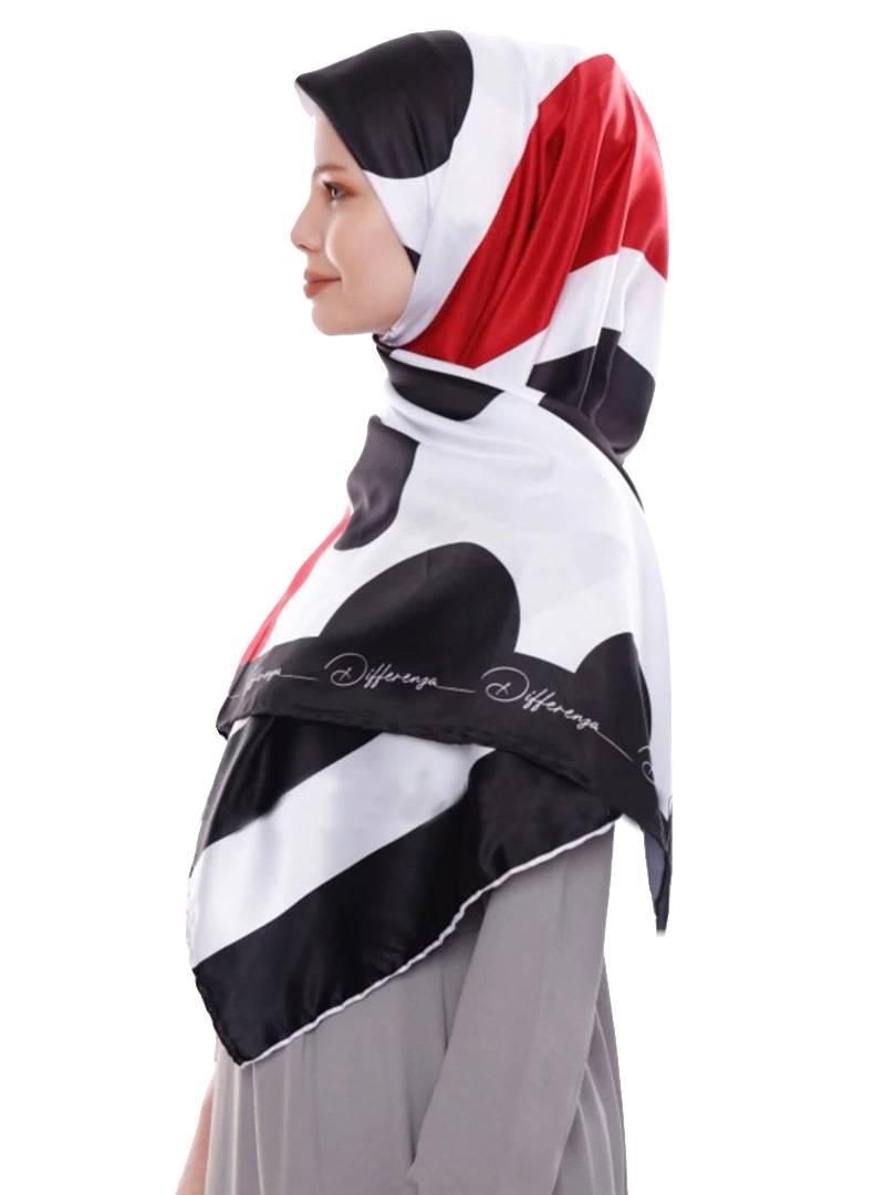 JSDC Women's Polka Dot Printed Square Satin Silk Scarf Hijab