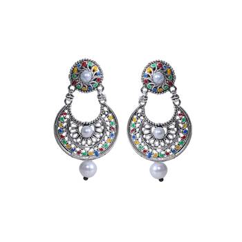 Silver Chandbali Jhumka Pearl Earrings 3