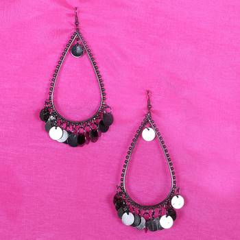 Black Party Wear Designer Earrings Metal Earrings 1