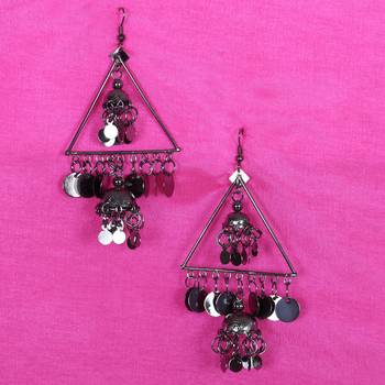 Black Party Wear Designer Earrings Metal Earrings 1