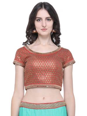 Peach jacquard jacquard semi stitched lehenga 4
