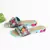 Dawn- Black Vegan leather with Pastel Heel with Turquoise with Pink Orange and Purple Pom pom