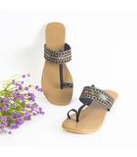 Black Stardust Kolhapuri Flats