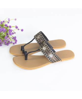Black Stardust Kolhapuri Flats 2
