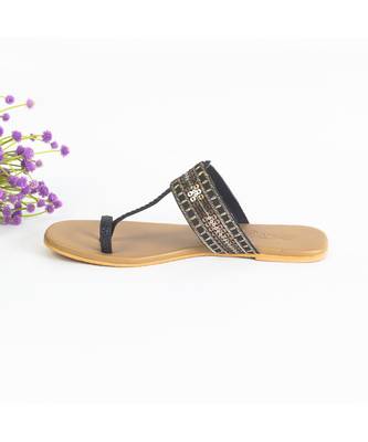 Black Stardust Kolhapuri Flats 3