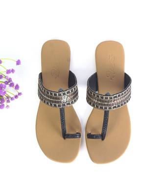 Black Stardust Kolhapuri Flats 4