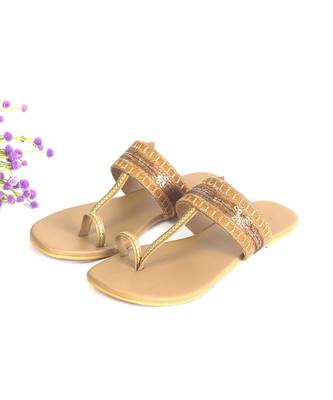 Mustard Stardust Kolhapuri Flats 1