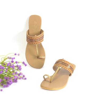 Mustard Stardust Kolhapuri Flats 2