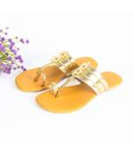 Gold Kolapuri With Mustard Yellow Sole