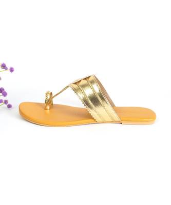 Gold And Mustard Kolhapuri Flats 4