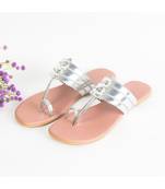 Silver And Nude Pink Kolhapuri Falts