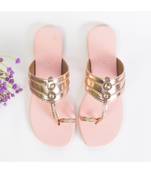 Rose Gold And Baby Pink Kolhapuri Flats