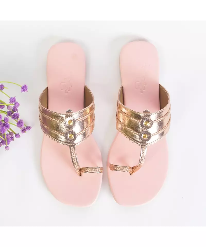Rose Gold Kolapuri with Baby Pink Sole