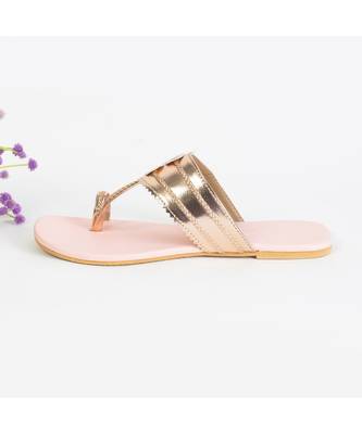 Rose Gold And Baby Pink Kolhapuri Flats 4