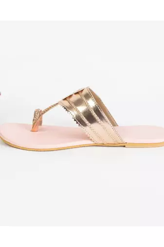 Rose Gold And Baby Pink Kolhapuri Flats
