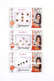 Beautiful Multi color Stone Round Shape Forehead Fancy Bindi For Girls Women(Pack of 3)